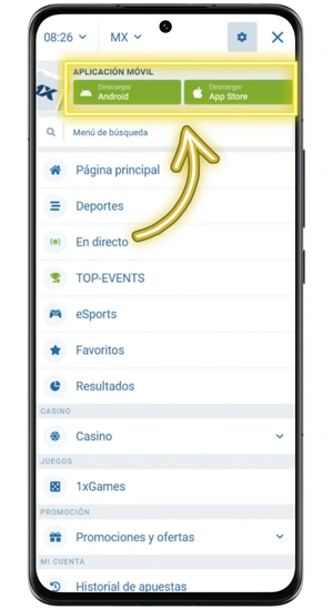 Botón para descargar la aplicación